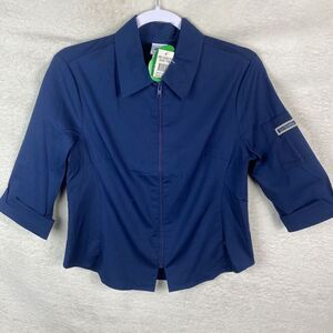 Girl Scouts Senior Blouse NWT Navy‎ Blue Zip Size 7/8